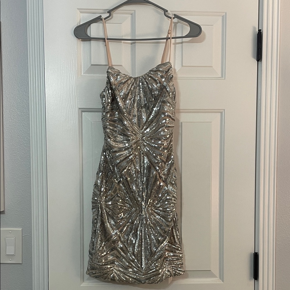 Lulu's Shimmering Silver Sequin Mini Dress